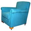 1920's Style Arm Chair Blue Linen